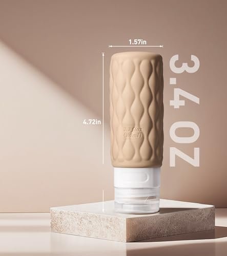 Travel Bottles for Toiletries, Christmas Stocking Stuffers Gifts for Women Men 3.4oz TSA Approved Silicone Travel Essentials for Shampoo Conditioner, with Clear Toiletry Bag and Label, Cream - Image 3