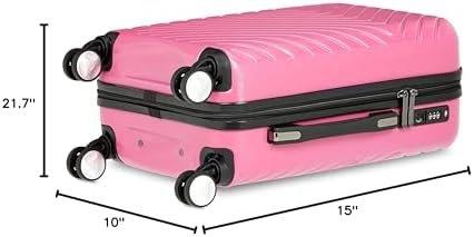 Amazon Basics Carry On Luggage with Wheels, Expandable 21.7-inch Geometric Travel Suitcase, TSA Lock - Pink - Image 5