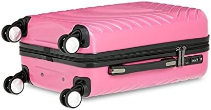 Amazon Basics Carry On Luggage with Wheels, Expandable 21.7-inch Geometric Travel Suitcase, TSA Lock - Pink - Image 2