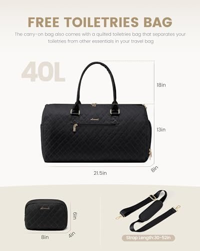 LOVEVOOK Travel Duffle Bag, Weekender Bag for Women with Toiletry Bag, Carry on Overnight Bag with Shoe Compartment, Gym Duffel Bag with Wet Pocket, Mommy Hospital Bags for Labor and Delivery - Image 2