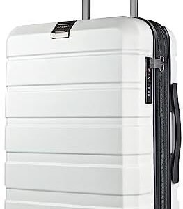 KROSER Hardside Expandable Carry On Luggage with Spinner Wheels & Built-in TSA Lock, Durable Suitcase Rolling Luggage with USB Port, Carry-On 20-Inch, White