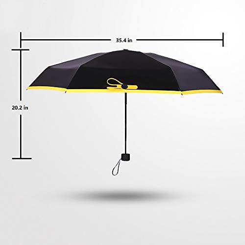 Portable Umbrella Mini & Small - Travel Sun Rain Beach Golf- Elegant Slim Design, Windproof Compact Lightweight Folding - for Kids and Adults Outdoor (5 Folding Yellow) - Image 5