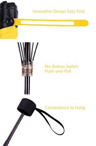 Portable Umbrella Mini & Small - Travel Sun Rain Beach Golf- Elegant Slim Design, Windproof Compact Lightweight Folding - for Kids and Adults Outdoor (5 Folding Yellow) - Image 4