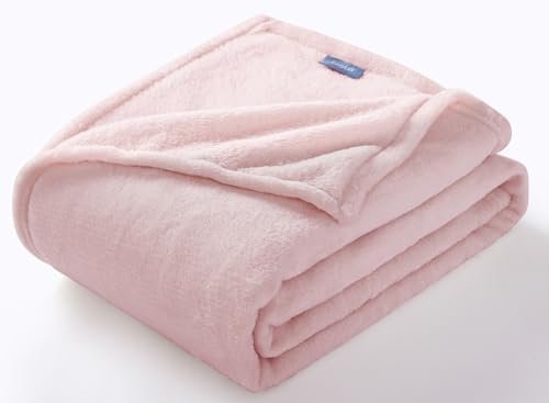 CozyLux Fleece Throw Blanket for Couch Pink- 300GSM Soft Lightweight Cozy Plush Fuzzy Microfiber Flannel Blankets for Travel Camping Chair and Sofa, 50x60 inches