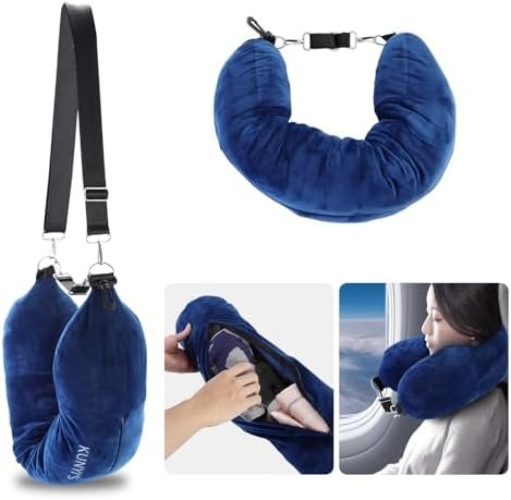 Kunyi's Travel Pillow You Stuff with Clothes As Carry-On Luggage Fits 5 Days of Travel Essentials Transformable Multifunctional Luggage Neck Pillowcase Soft Plush Stuff-able
