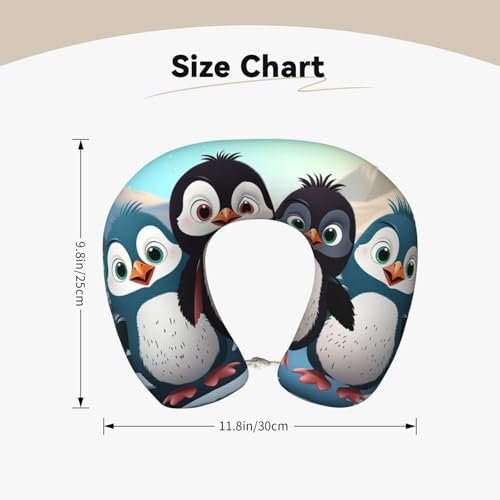 Travel Pillow Five Cute Penguins Neck Rest Soft Comfortable Travel Neck Pillow U-Shaped Memory Foam Sleeping Rest Cushion Travel Accessories for Airplane Car and Office - Image 5