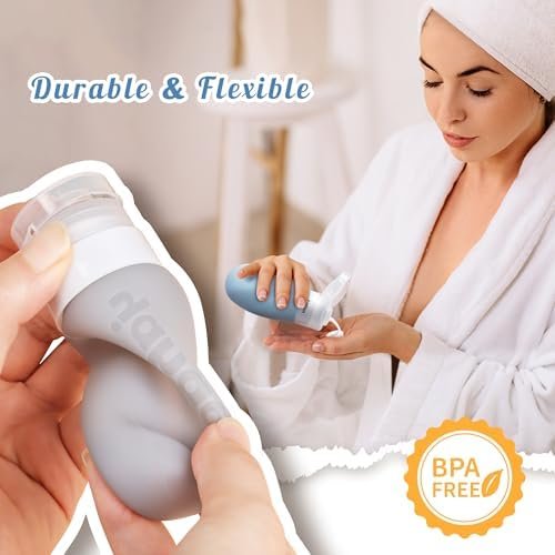 Travel Bottles for Toiletries,3oz Leak Proof Squeezable Travel Size Containers, 5 Pack TSA Approved Travel Essentials for Shampoo Conditioner,Silicone,Black Pack - Image 4