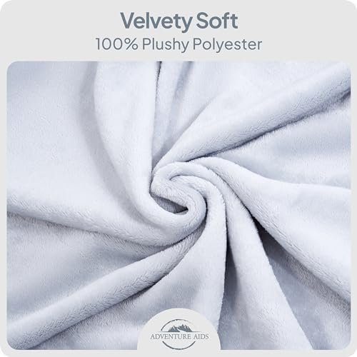 Travel Blanket & Pillow Set - Ultra Soft 2 in 1 Blanket with Cozy Hand & Feet Pouches Zip into Plush Pillows - Large Size Wraps You in Warmth on Airplanes - Luggage Sleeve & Backpack Clip (Gray) - Image 3