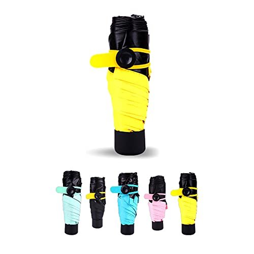 Portable Umbrella Mini & Small - Travel Sun Rain Beach Golf- Elegant Slim Design, Windproof Compact Lightweight Folding - for Kids and Adults Outdoor (5 Folding Yellow)