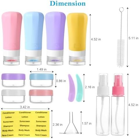 Stocking Stuffers for Women, 2024 Christmas Gifts for Her, 16 Pack Travel Bottles Set for Toiletries, Leak Proof, TSA Approved 2.9oz for Conditioner, Lotion, Shampoo & Body Wash - Image 2