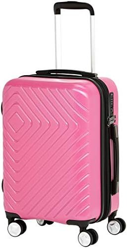 Amazon Basics Carry On Luggage with Wheels, Expandable 21.7-inch Geometric Travel Suitcase, TSA Lock - Pink