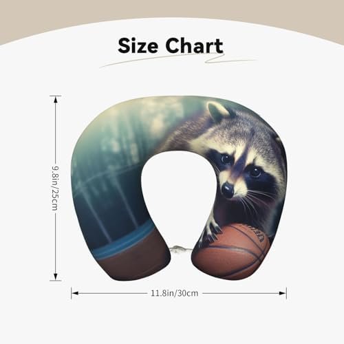 Travel Pillow Funny Raccoon Basketball Neck Rest Soft Comfortable Travel Neck Pillow U-Shaped Memory Foam Sleeping Rest Cushion Travel Accessories for Airplane Car and Office - Image 5