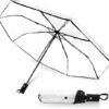Clear Umbrella, Transparent Folding Automatic Open Close Travel Umbrellas for Rain,Wind and Snow, Lightweight Portable Windproof Umbrella for Adult Unisex (1 Pack)