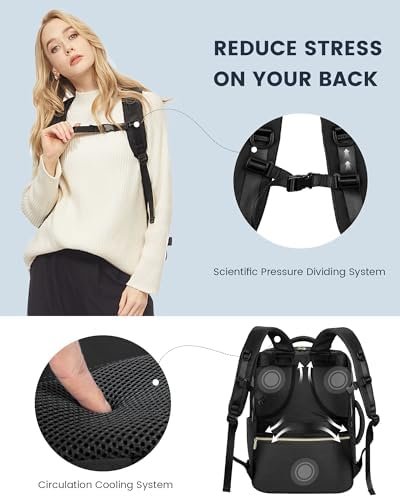 LOVEVOOK Travel Backpack For Women,40L Carry On Backpack Flight Approved,TSA Personal Item Travel Bag Fits 17 Inch Laptop,Business Weekender Overnight Daypack with Toiletry Bag and Cube,Black - Image 7