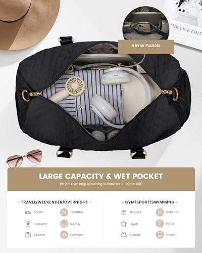 LOVEVOOK Travel Duffle Bag, Weekender Bag for Women with Toiletry Bag, Carry on Overnight Bag with Shoe Compartment, Gym Duffel Bag with Wet Pocket, Mommy Hospital Bags for Labor and Delivery - Image 3