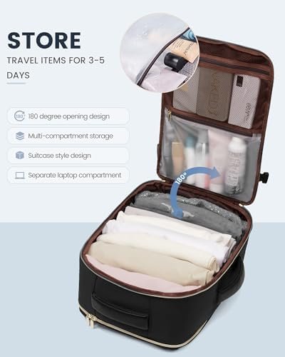 LOVEVOOK Travel Backpack For Women,40L Carry On Backpack Flight Approved,TSA Personal Item Travel Bag Fits 17 Inch Laptop,Business Weekender Overnight Daypack with Toiletry Bag and Cube,Black - Image 5