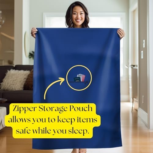 Cloud 9 Airline Travel Blanket Compact with Bag, Airplane Blanket for Long Flight, 3 in 1 Neck Pillow, Lumbar Support, Premium Airplane Accessories, Security Pouch, 300 GSM, Polyester Fleece - Image 6