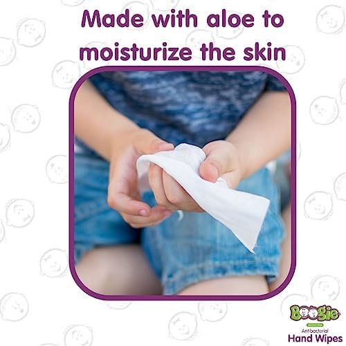 Antibacterial Hand Wipes by Boogie, Alcohol Free, Hypoallergenic and Moisturizing Aloe, Hand Wipes for Kids and Adults, 5 Packs of 20 (100 Total Wipes) - Image 4