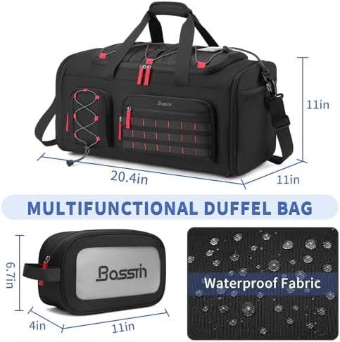 Bosstin Gym Bag for Men & Women, 45L Travel Duffle Sports Duffel Bag Gym Weekender Overnight Backpack with Shoe Compartment (Black) - Image 2