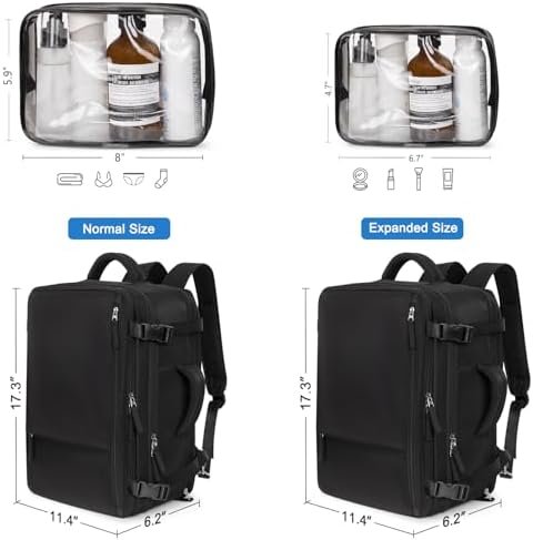 Hanples Travel Backpack for Women Men, Large Carry On Person Item Backpack Flight Approved, 17.3 In Laptop Bag, Waterproof anti theft Casual Hiking Bag (Black) - Image 4