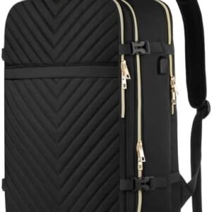MOMUVO Carry On Backpack for Women,Flight Approved Large Travel Laptop Backpack Water Resistant Luggage Travel Bag for Weekender Business, Black-1