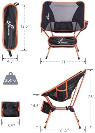 Sportneer Backpacking Chair, Lightweight Portable Camping Chair for Adults Foldable Outdoor Collapsible Camp Chair for Camping Hiking Lawn Picnic Beach Outside Travel - Image 3