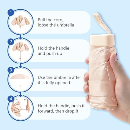 Mini Umbrella for Travel, Small Umbrella for Purse with Case for Sun and Rain, Sun Umbrella with UV Protection, Lightweight & Compact Umbrella for Women Men Kids(Green) - Image 7