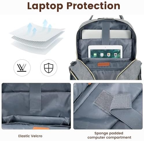 LOVEVOOK Laptop Backpack for Women & Men, Unisex Travel Anti-theft Work Bag, Business Computer College Backpacks Purse, Casual Hiking Outdoor Carry On Daypack with Lock, Fits 15.6 Inch Laptop, Grey - Image 9