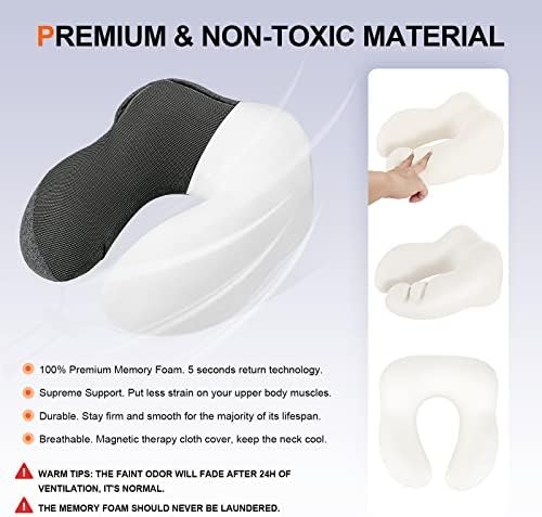 Neck Pillow for Travel, Memory Foam Travel Pillow with Hood, Adult Airplane Pillow for Head Rest Neck Support, Portable Pillow for Office Cars Trains Long Flights Sleeping (Deep Grey) - Image 4
