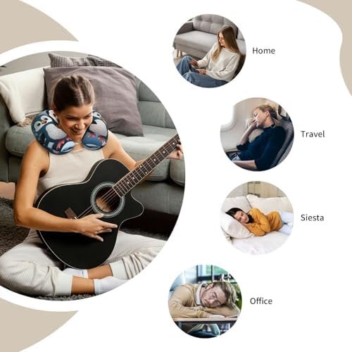Travel Pillow Five Cute Penguins Neck Rest Soft Comfortable Travel Neck Pillow U-Shaped Memory Foam Sleeping Rest Cushion Travel Accessories for Airplane Car and Office - Image 8