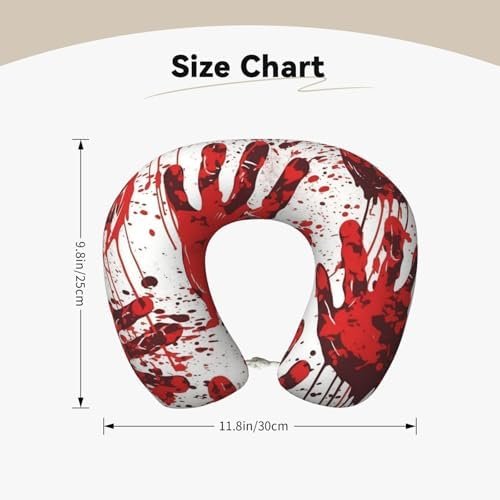 Travel Pillow Bloody Handprints Neck Rest Soft Comfortable Travel Neck Pillow U-Shaped Memory Foam Sleeping Rest Cushion Travel Accessories for Airplane Car and Office - Image 5