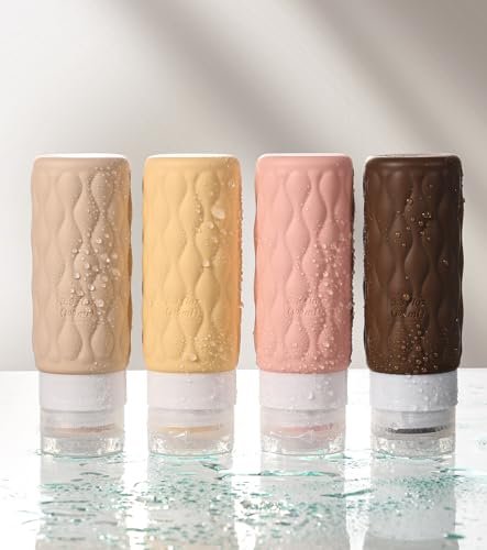 Travel Bottles for Toiletries, Christmas Stocking Stuffers Gifts for Women Men 3.4oz TSA Approved Silicone Travel Essentials for Shampoo Conditioner, with Clear Toiletry Bag and Label, Cream - Image 5