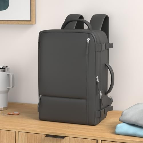 Hanples Travel Backpack for Women Men, Large Carry On Person Item Backpack Flight Approved, 17.3 In Laptop Bag, Waterproof anti theft Casual Hiking Bag (Black) - Image 2