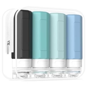 Redfly Travel Bottles for Toiletries, Tsa Approved 3oz Travel Size Containers, Leak Proof Silicone Travel Containers for Toiletries, BPA Free Refillable Travel Accessories for Shampoo Conditioner Gray