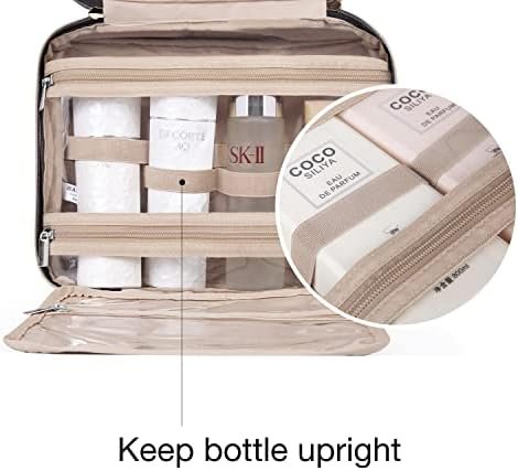 BAGSMART Toiletry Bag Travel Bag with Hanging Hook, Water-resistant Makeup Cosmetic Bag Travel Organizer for Accessories, Shampoo, Full-size Container, Toiletries (Baby Pink, Medium) - Image 4