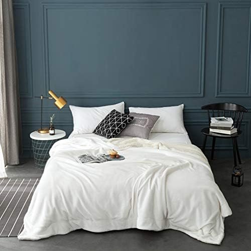 LBRO2M Sherpa Fleece Bed Blanket King Size Super Soft Plush Warm Cozy Fluffy Microfiber Couch Throw Velvet Double Reversible Blankets,Ivory - Image 2