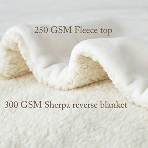 LBRO2M Sherpa Fleece Bed Blanket King Size Super Soft Plush Warm Cozy Fluffy Microfiber Couch Throw Velvet Double Reversible Blankets,Ivory - Image 5