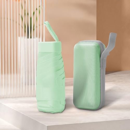 Mini Umbrella for Travel, Small Umbrella for Purse with Case for Sun and Rain, Sun Umbrella with UV Protection, Lightweight & Compact Umbrella for Women Men Kids(Green) - Image 2