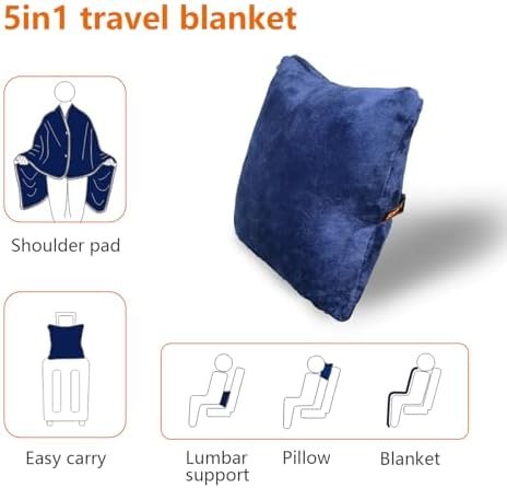 Sojoy 3 in 1 Travel Blanket & Pillow Set for Airplane, Warm Wearable Blanket-Portable Travel Pillow,Perfect Travel Essentials for Long Trips, Flying, and Road Trips (60 * 43inches) - Image 6