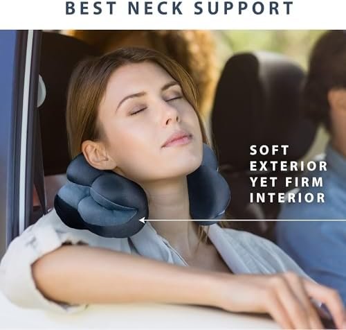 Total Pillow Donut Pillow for Airplane & Travel, Sleeping Neck Pillow, Microbead Comfortable Pillow for Neck, Head, Back, Lumbar & Pelvic Support, Twists to Many Positions - Blue - Image 5