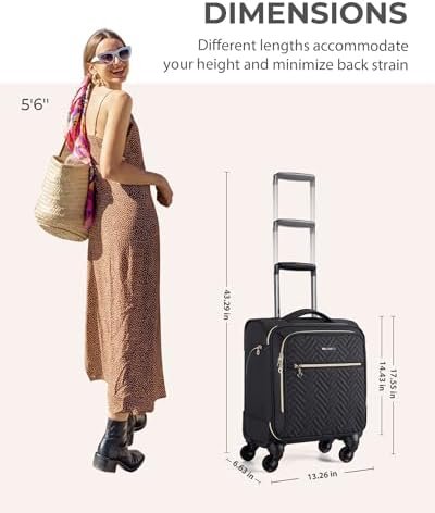 BAGSMART Underseat Carry On luggage Airline approved, 16-inch Softside Underseater Travel Suitcase with Spinner Wheels Lightweight Overnight Bag Small Rolling Carry-on for Women Men Weekender,Black - Image 6