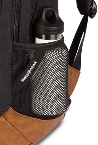 SwissGear Cecil 5505 Laptop Backpack, Black Canvas/Brown, 18-Inch - Image 6