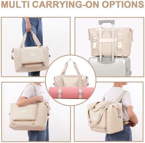 Travel Bag for Women Carry On Bag with Wet Compartment Travel Duffle Bag for Weekender Overnight Travel Essentials - Image 6