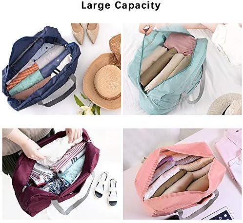 SITAKE 4 Pcs Foldable Travel Duffel Bag, Waterproof Lightweight Carry-on Bags, Suitable for Overnight, Holiday, Shopping, Weekends, Outing, Gym(Wine Red/Navy Blue/Sky Blue/Light Pink) - Image 6