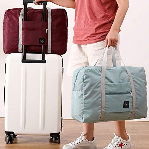 SITAKE 4 Pcs Foldable Travel Duffel Bag, Waterproof Lightweight Carry-on Bags, Suitable for Overnight, Holiday, Shopping, Weekends, Outing, Gym(Wine Red/Navy Blue/Sky Blue/Light Pink) - Image 4
