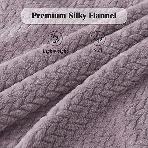 NEWCOSPLAY Super Soft Throw Blanket Light Purple Premium Silky Flannel Fleece Leaves Pattern Lightweight Bed Blanket All Season Use (Light Purple, Throw(50"x60")) - Image 5