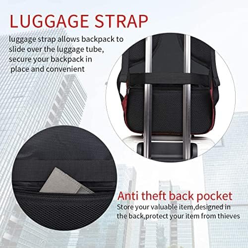 Monsdle Travel Laptop Backpack Anti Theft Backpacks with USB Charging Port, Travel Backpacks Business Work Bag 15.6 Inch College Computer Bag for Men Women, Red - Image 6