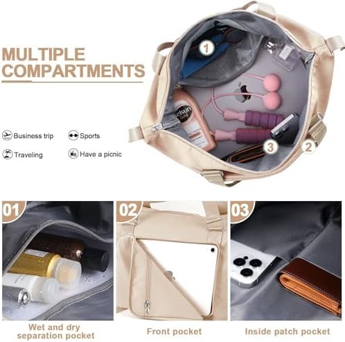 Travel Bag for Women Carry On Bag with Wet Compartment Travel Duffle Bag for Weekender Overnight Travel Essentials - Image 2