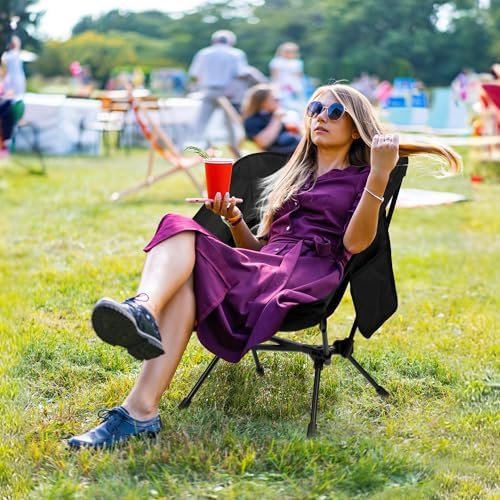 Ultralight Camping Chair, Portable Folding Backpacking Chair, Compact Camping Chair with Carry Bag for Outdoor Camp Hiking Backpack Beach Travel (Black) - Image 2