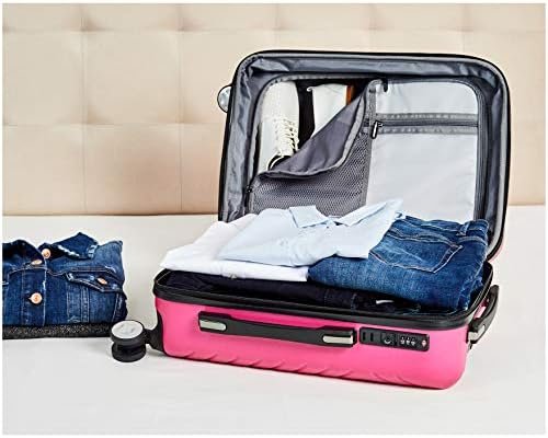 Amazon Basics Carry On Luggage with Wheels, Expandable 21.7-inch Geometric Travel Suitcase, TSA Lock - Pink - Image 6